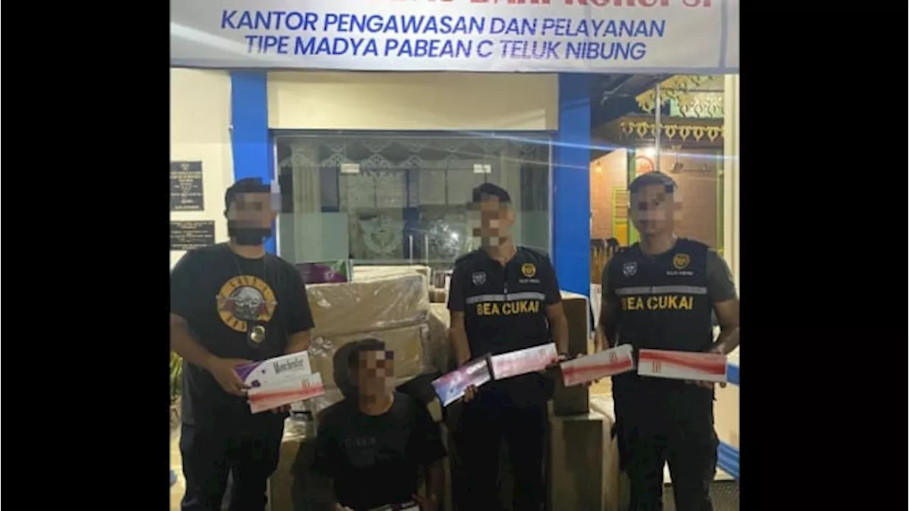 Hentikan Minibus, Bea Cukai Teluk Nibung Amankan Ratusan Ribu Batang Rokok Ilegal