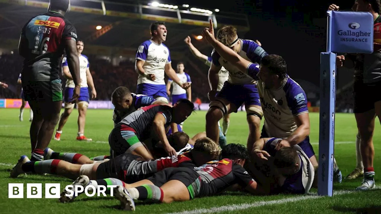 Premiership: Harlequins 24-26 Bath - Francois van Wyk's late try seals Bath win