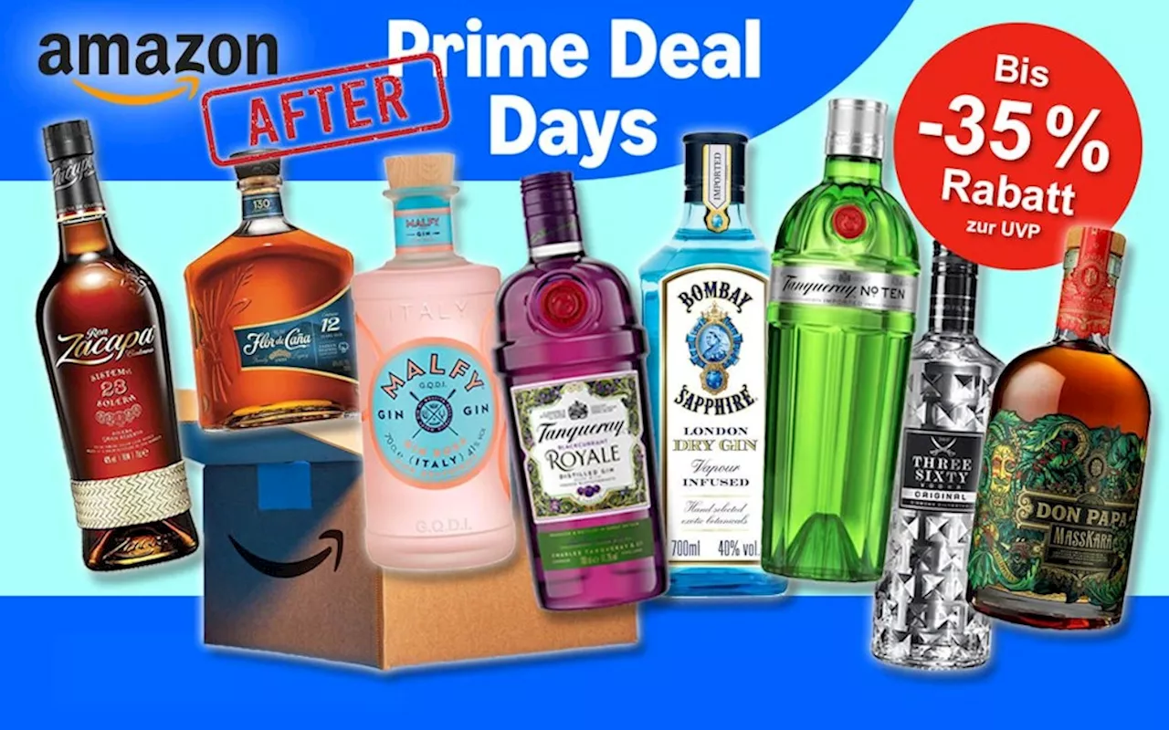 Gin, Rum und Wodka bei Amazon After Prime Deal Days: die Premium-Spirituosen weiter bis 35% Mega-Rabatt