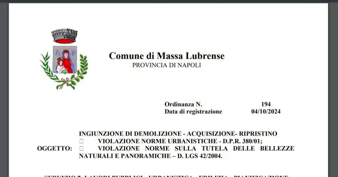 Massa Lubrense, accusa: Altri abusi edilizi mentre l'ex assessore al condono era ancora in carica