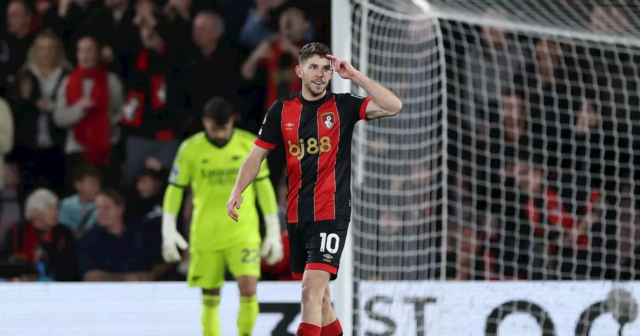 Bournemouth inflict a first Premier League defeat on 10-man Arsenal