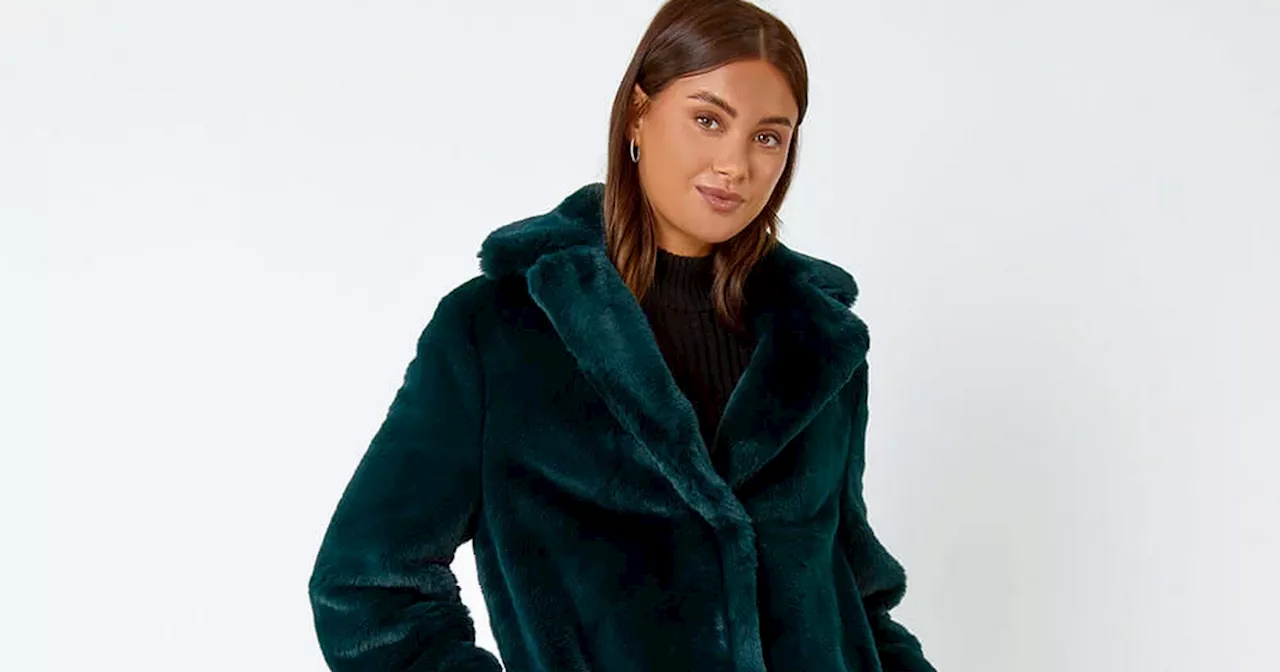 Roman's 'smart' faux fur coat is ideal for layering over Christmas party dresses