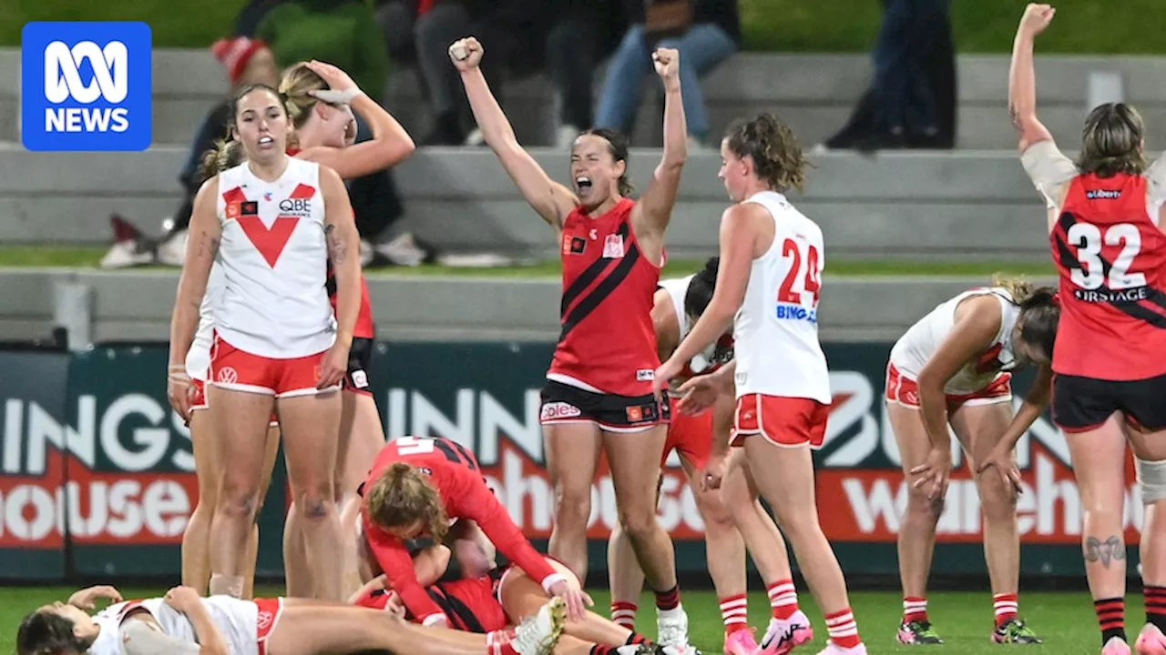 Essendon beats Sydney by three points in AFLW thriller after late hit on Sydney's Sofia Hurley sparks melee