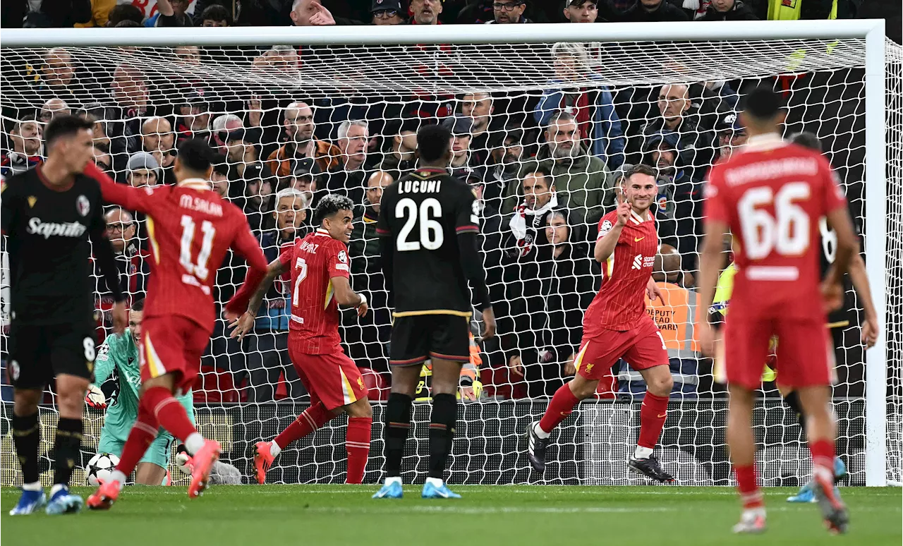 Champions, Liverpool-Bologna 2-0: gol di Mac Allister e Salah