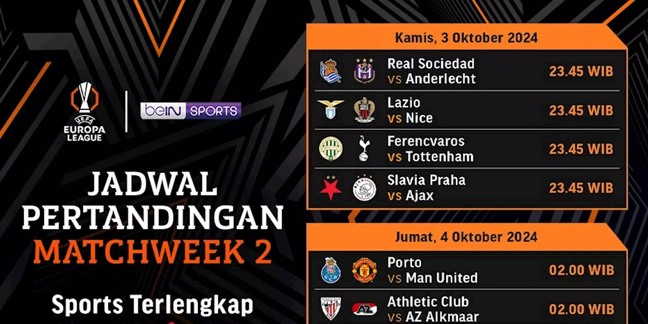 Jadwal dan Link Siaran Langsung Liga Europa 2024/25 Matchweek 2 di Vidio Pekan Ini