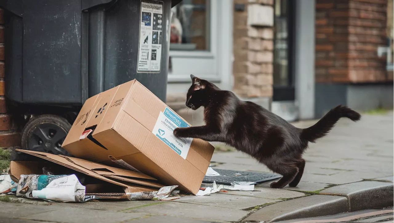 Un gatto salva tre cuccioli da una spazzatura