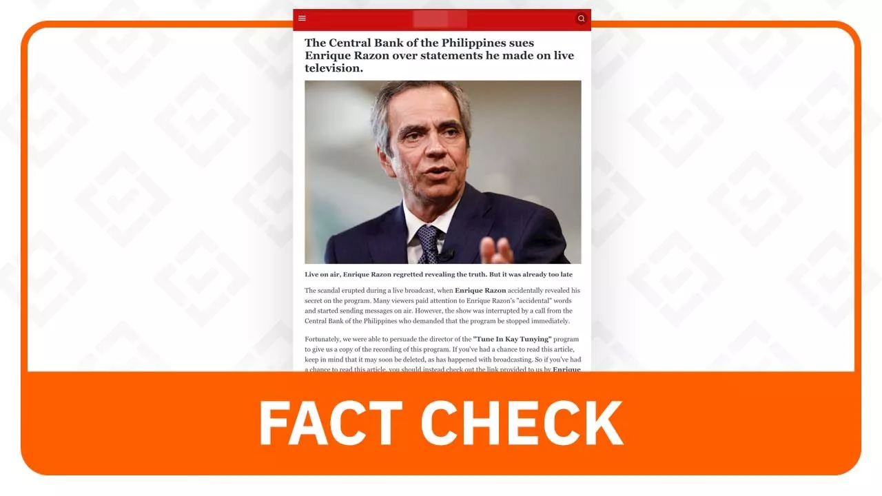 FACT CHECK: News report on Central Bank lawsuit vs Enrique Razon is fake