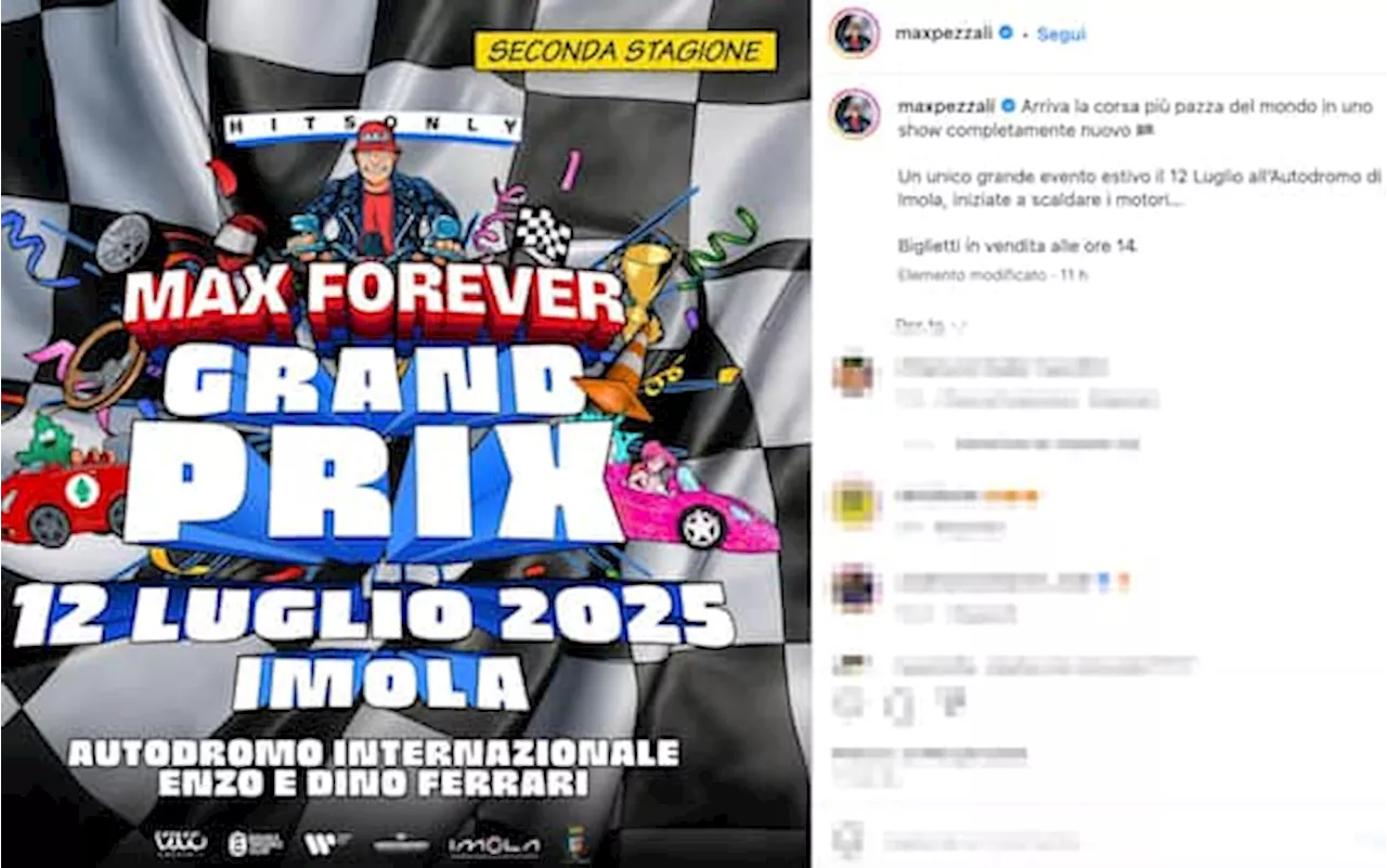 Max Pezzali annuncia un concerto all'Autodromo di Imola nel 2025