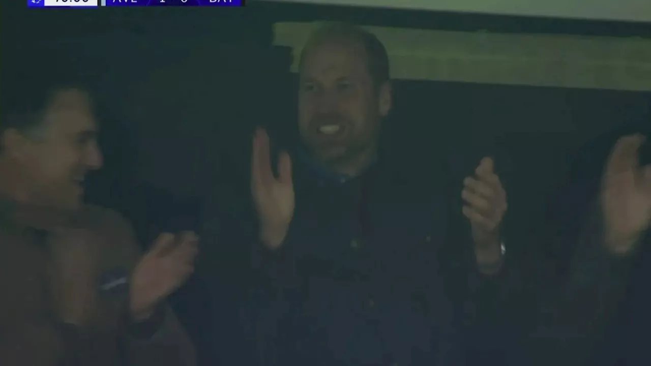 Elated Prince William celebrates as Aston Villa beat Bayern Munich in Champions League