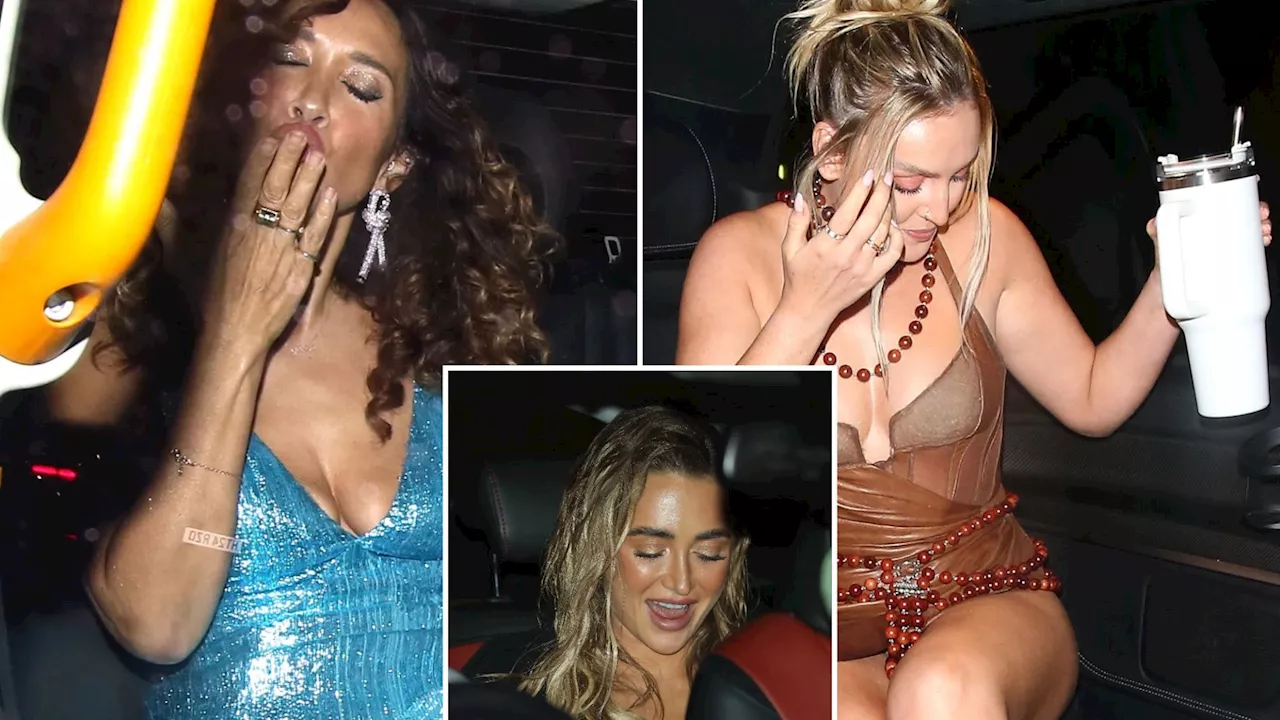 Myleene Klass, Perrie Edwards and Georgia Harrison look ready for bed as they leave boozy awards show...