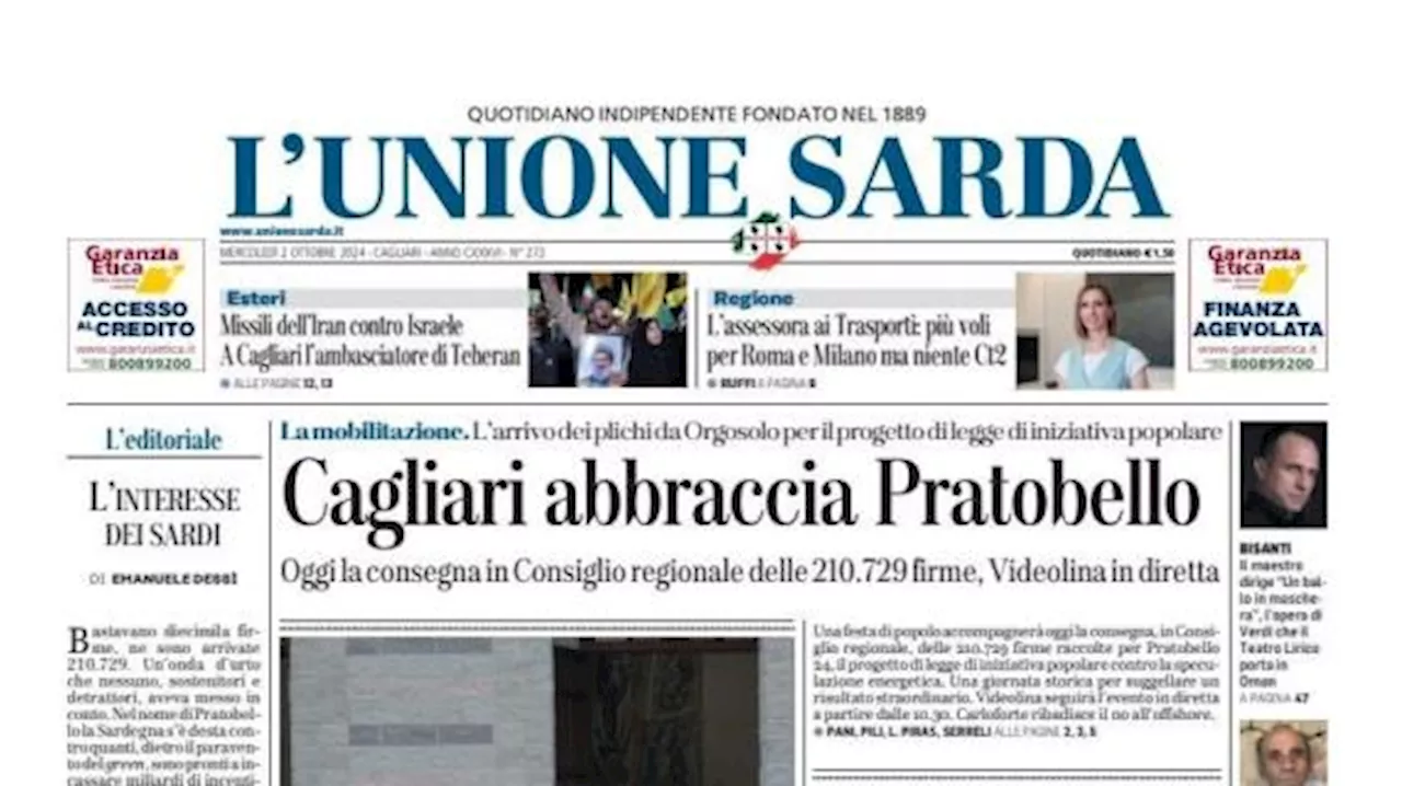 L'Unione Sarda oggi in prima: 'La svolta dei rossoblù: mentalità e formazione'