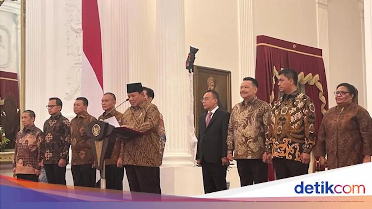 Prabowo: 2 Wamen di Kementerian Dikdasmen & Dikti Saintek, 1 Wamen Kebudayaan