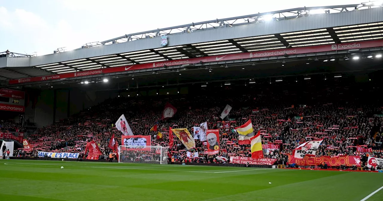 Poignant banner held on the Kop before Liverpool vs Chelsea kick off