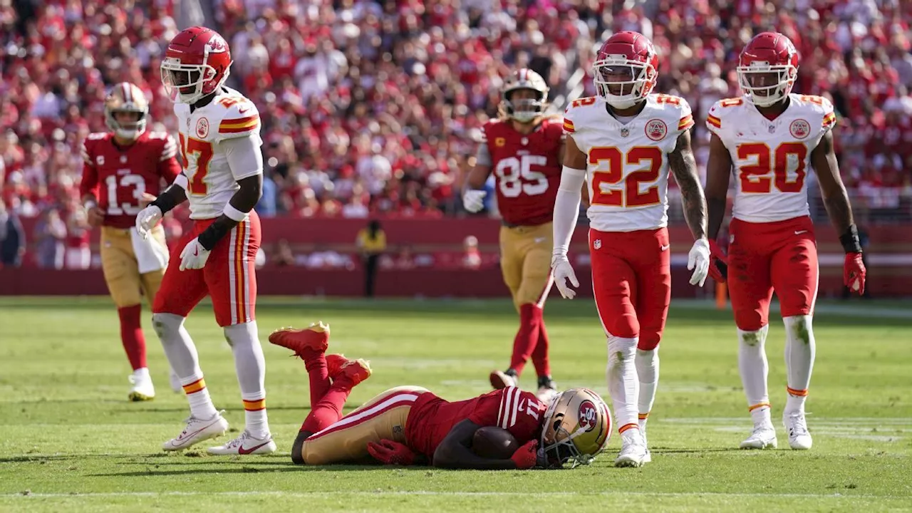 49ers' Brandon Aiyuk (knee), Deebo Samuel (illness) exit vs. Chiefs