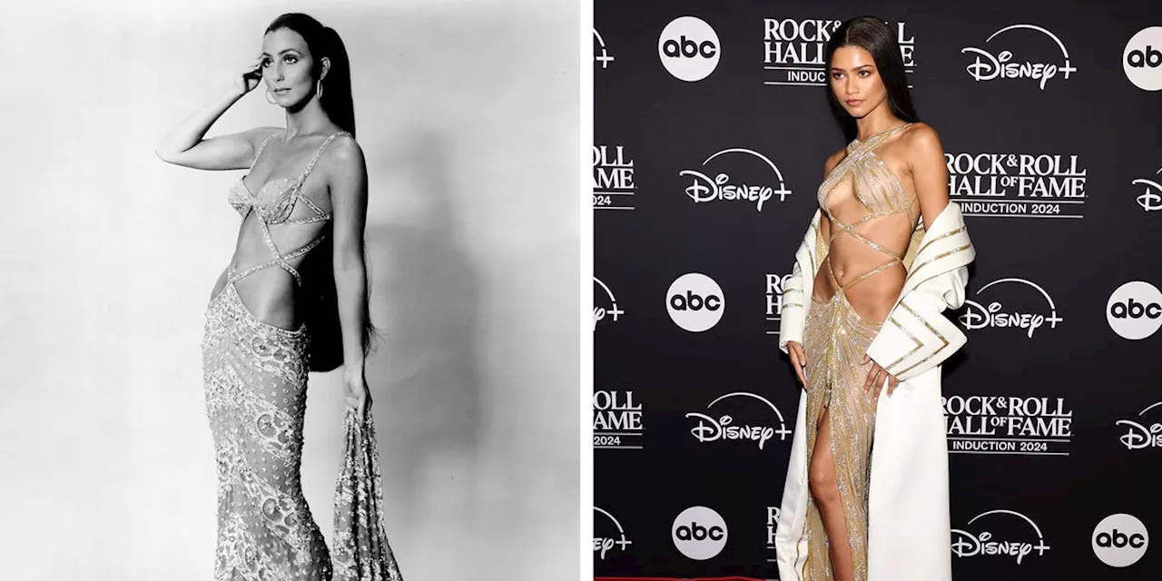 Zendaya Pays Homage to Cher in a Vintage Golden Naked Dress