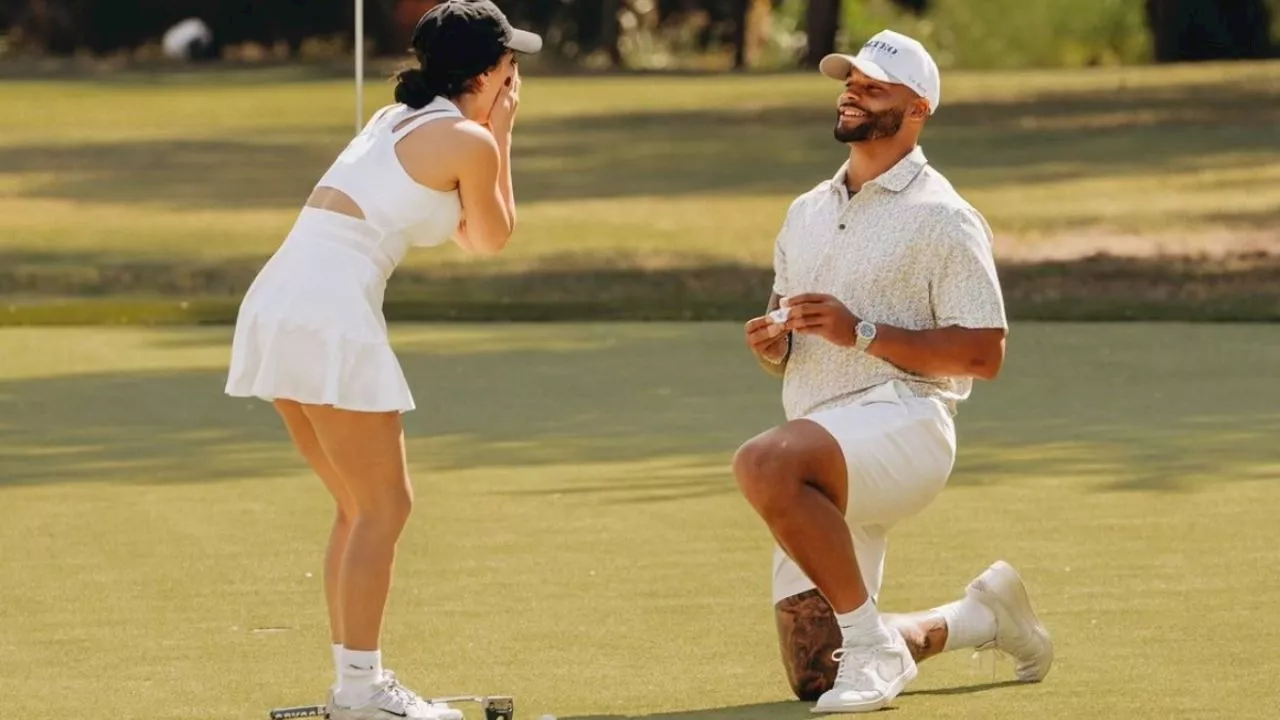 Dak Prescott se compromete con Sarah Jane Ramos durante un día de golf