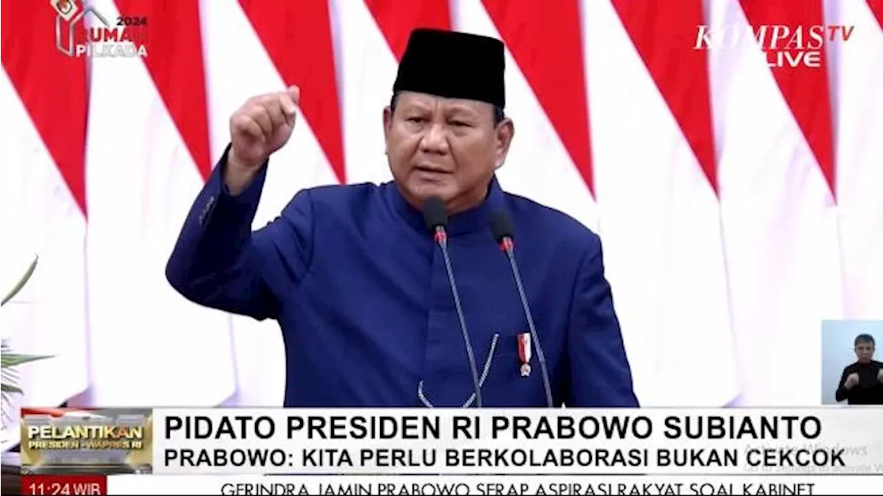 Pidato Perdana Presiden, Prabowo Janji Jadi Pemimpin yang Bekerja dan Utamakan Kepentingan Rakyat