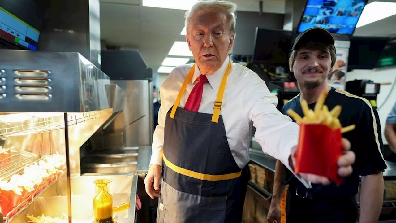 Trump works the fry station, holds drive-thru news conference at a Pennsylvania McDonald's