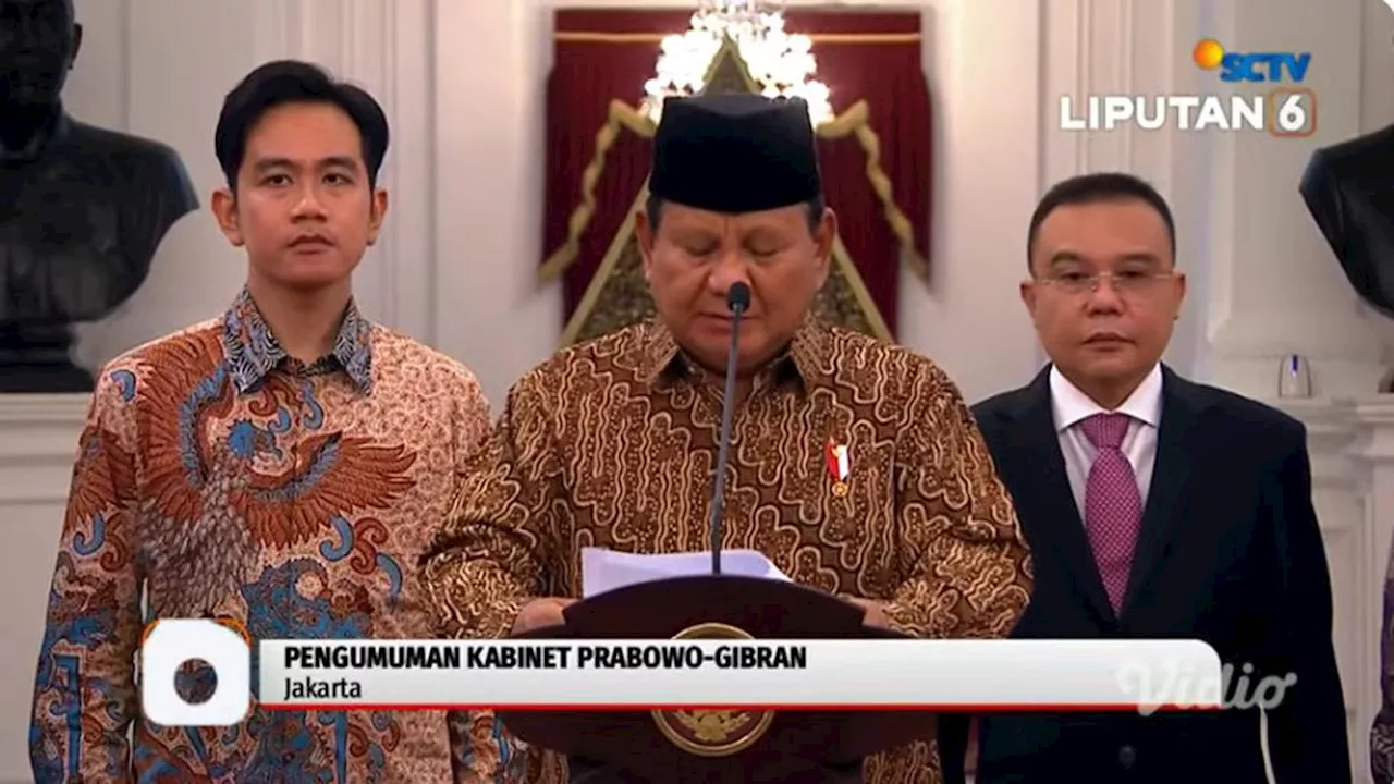 Susunan Lengkap Nama-Nama Menteri di Kabinet Merah Putih Prabowo-Gibran