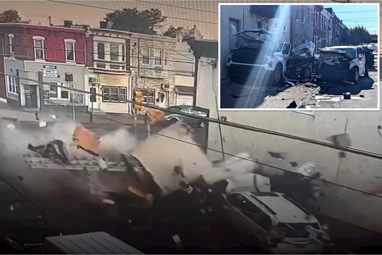 Horrific caught-on-video truck crash in Philly leaves one critical, four teens on run