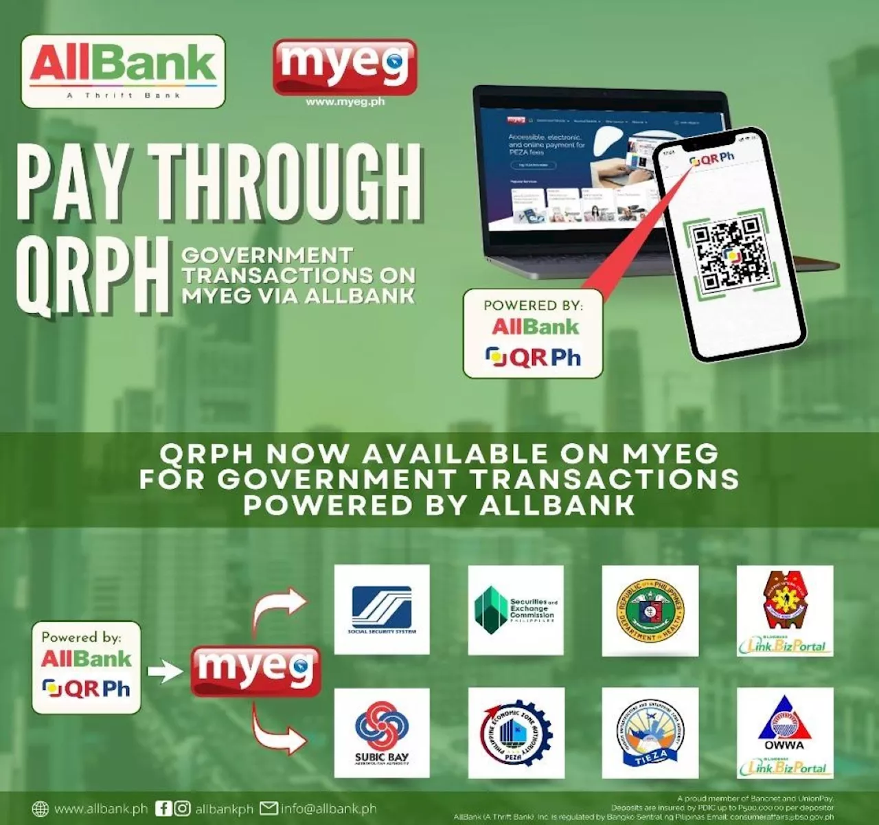 QRPh powered by AllBank, Now Available on MYEG for Government Transactions