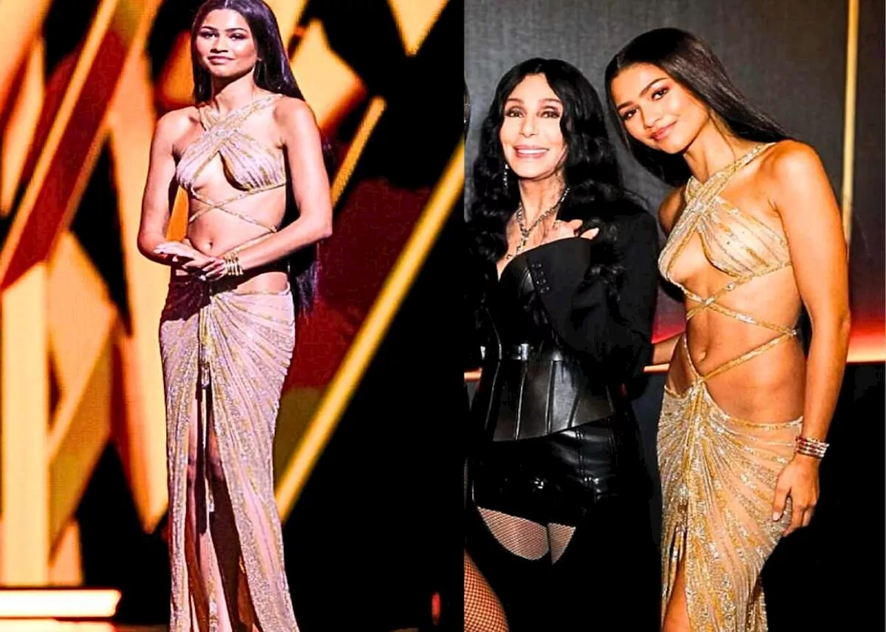 Zendaya Honors Cher With Stunning Skin-Toned Gown at Rock & Roll Hall of Fame Induction