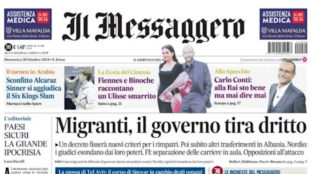 Il Messaggero titola in prima pagina: 'Beffa Lazio: un rosso e un autogol'