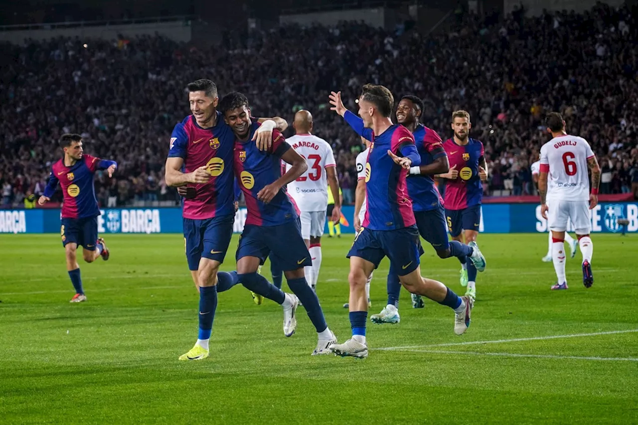 Barcelona zorgeloos richting Bayern en Real na goals Lewandowski en rentree Gavi