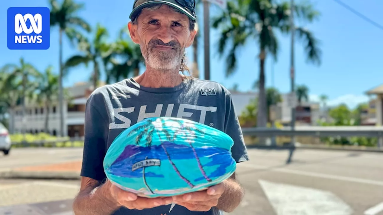 Queensland grey nomad's Magnetic Island coconut paintings travel the world