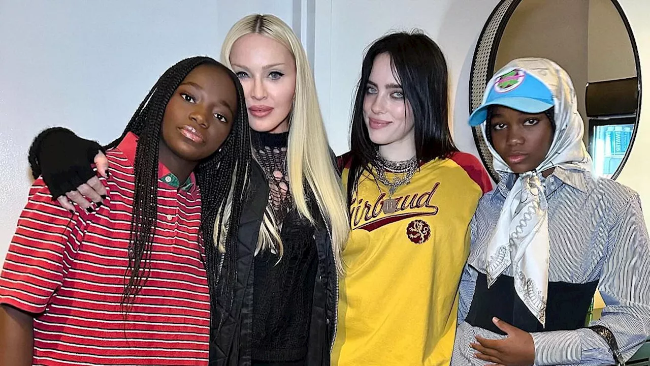 Madonna and Billie Eilish hang out backstage with her twin daughters