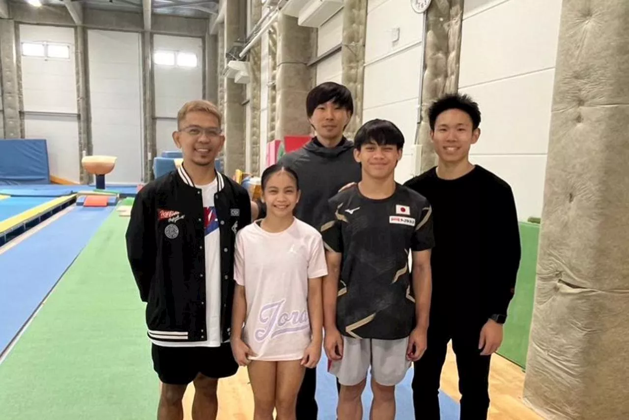 Carlos Yulo's siblings Eldrew, Elaiza in Japan to train under coach Munehiro Kugimiya