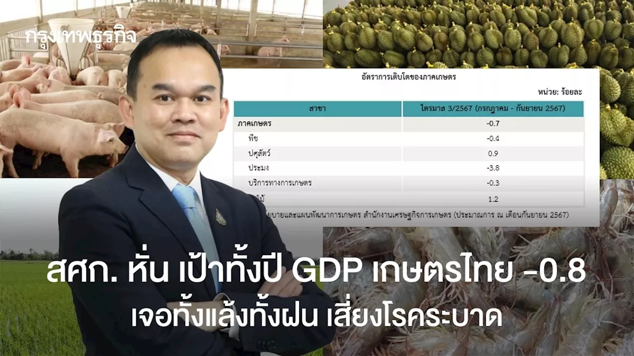 สศก. หั่น เป้าทั้งปี จีดีพีเกษตรไทย -0.8 เจอทั้งแล้งทั้งฝน เสี่ยงโรคระบาด