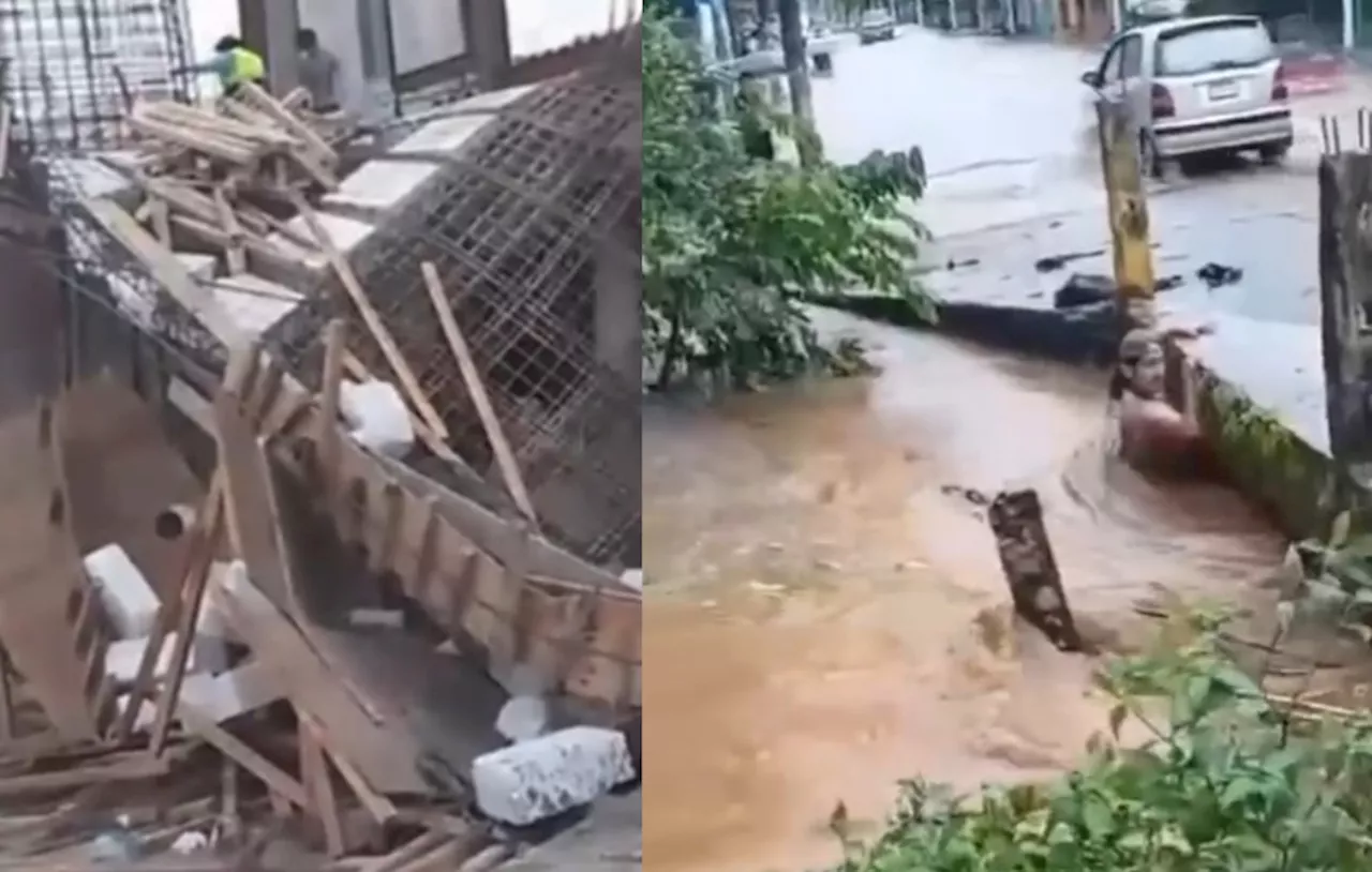 Arroyo arrastra a hombre en Catemaco tras lluvias torrenciales en Veracruz