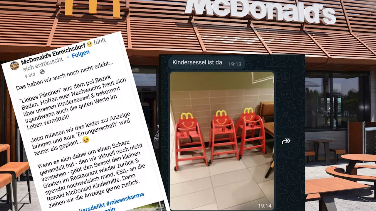 „Happy End“ nach Diebstahl von Kinderstuhl bei McDonald's