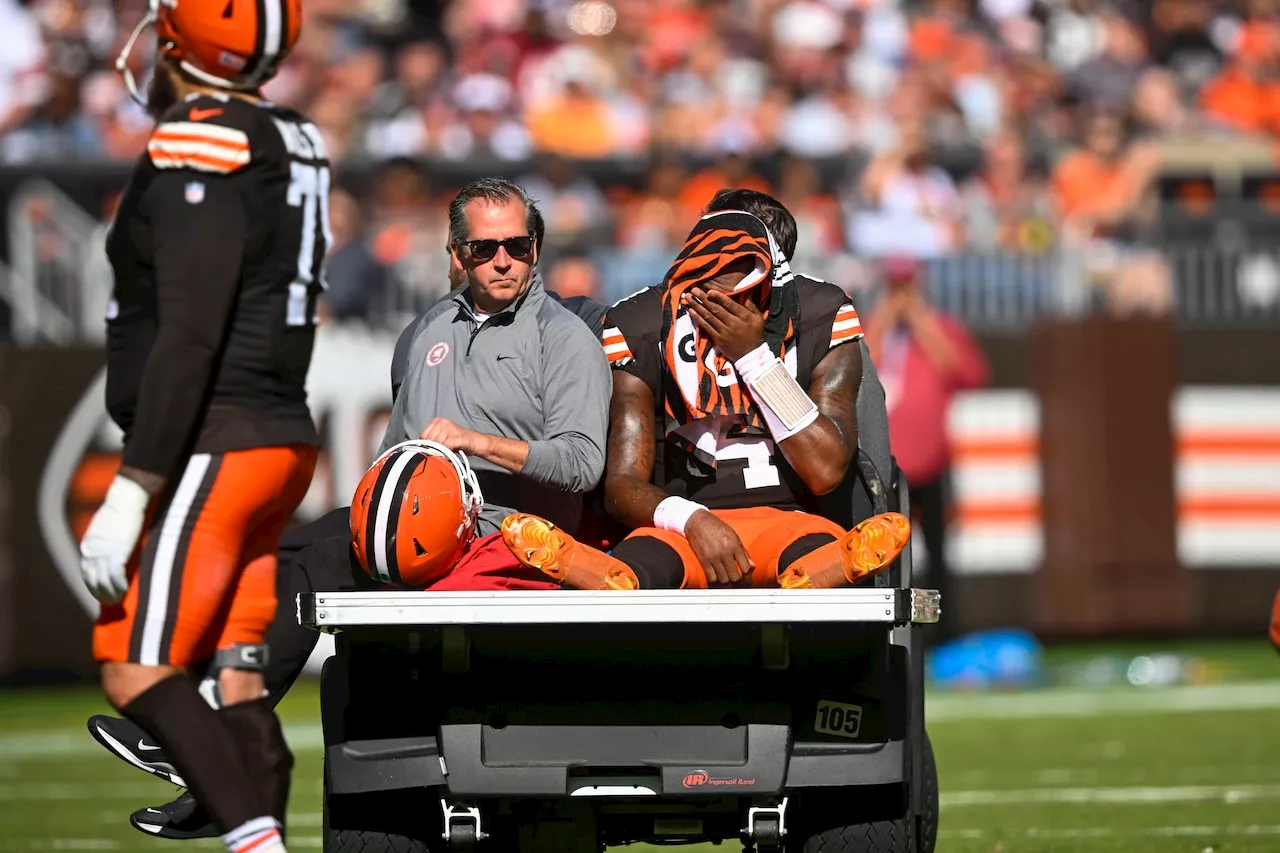 As Browns QB Watson suffers likely season-ending injury, teammates growl at fans who cheered