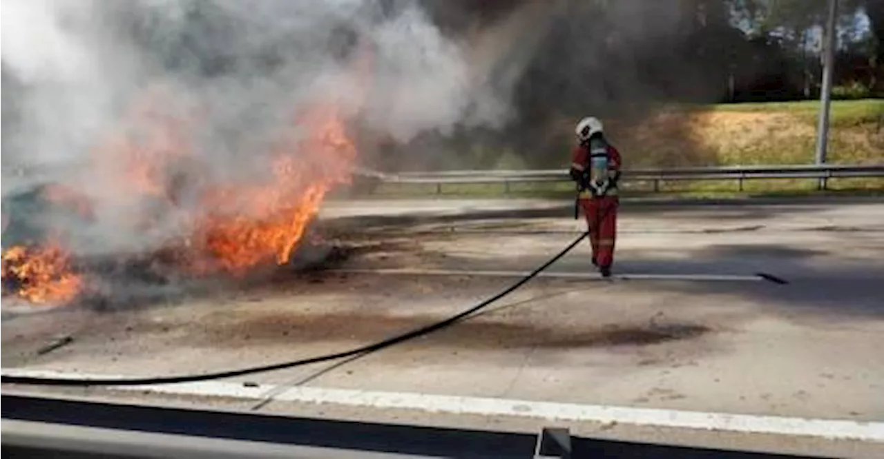 Three vehicles catch fire after collision on NKVE