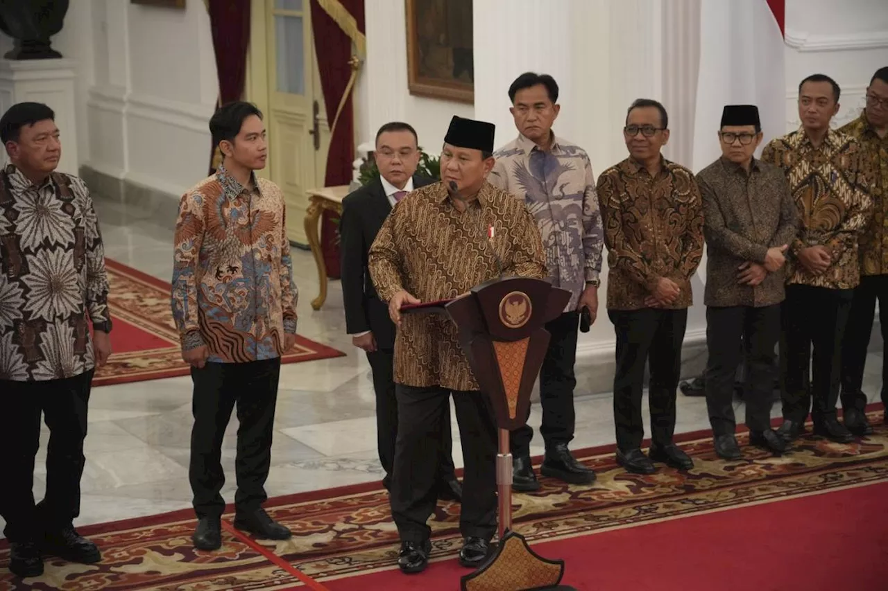 New President Subianto announces Indonesia's largest-ever Cabinet, with 109 members