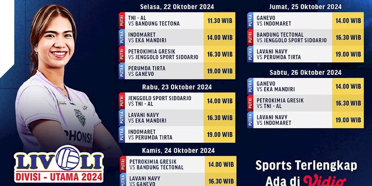 Jadwal Live Streaming Pertandingan Bola Voli Livoli Divisi Utama 2024 di Vidio