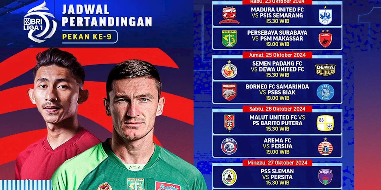 Jadwal Siaran Langsung BRI Liga 1 2024/25 Matchweek 9 di Vidio Pekan Ini