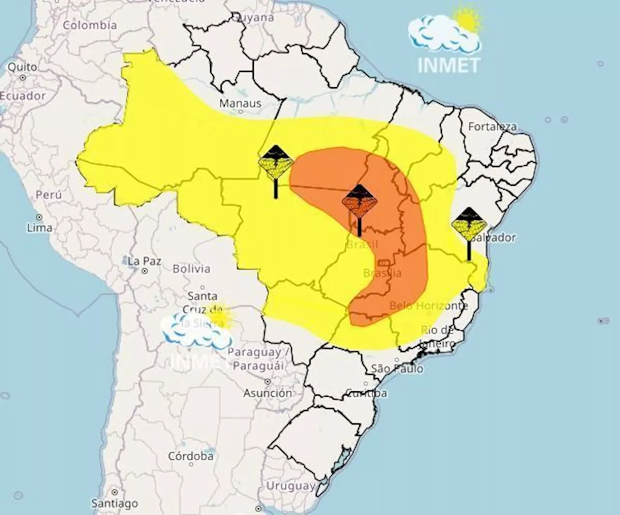 Inmet alerta para chuvas intensas em quase todas regiões do Brasil