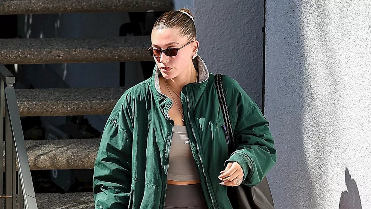 Hailey Bieber flashes toned frame post-Pilates two months after welcoming son Jack with Justin...