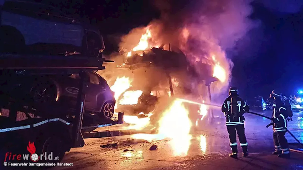 D: Ausgedehnter Brand eines Autotransporters auf der BAB 7 zwischen Evendorf und Bispingen