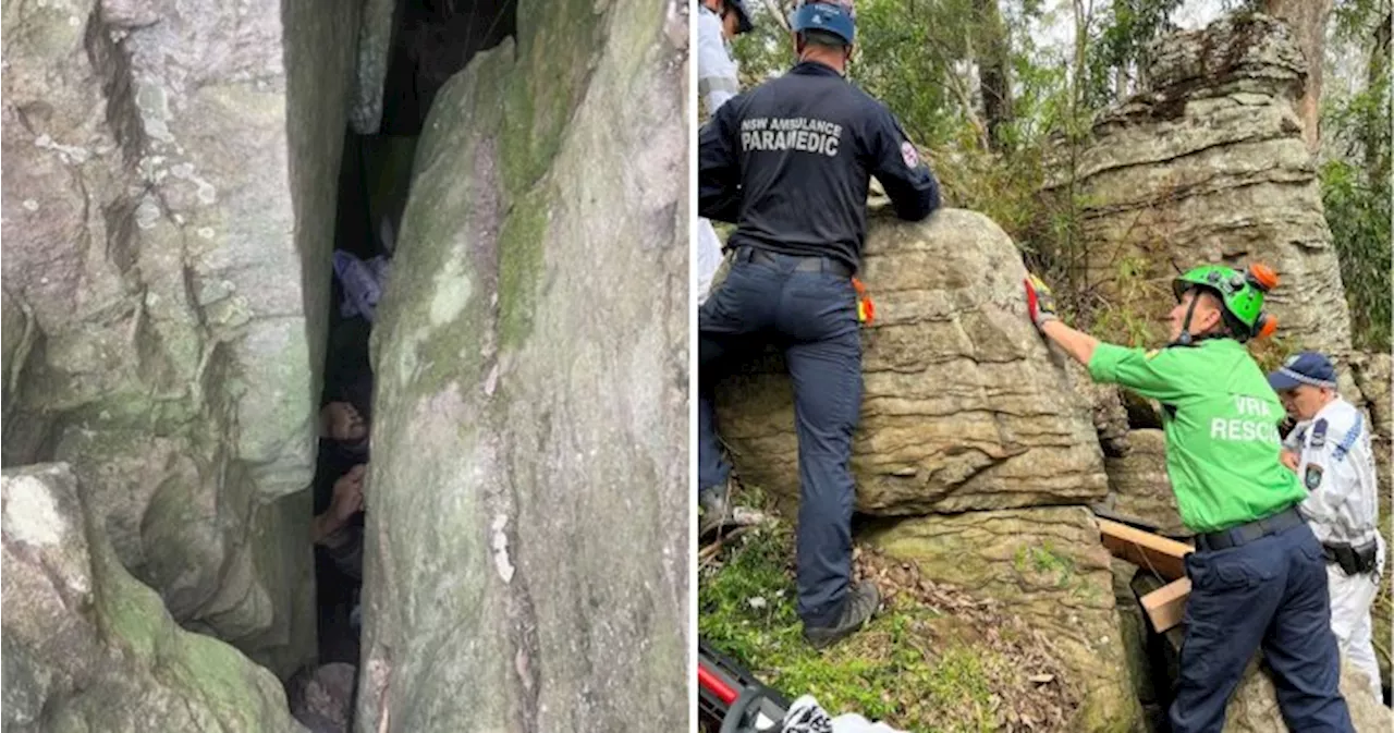 Woman wedged upside down between rocks for 7 hours while retrieving phone