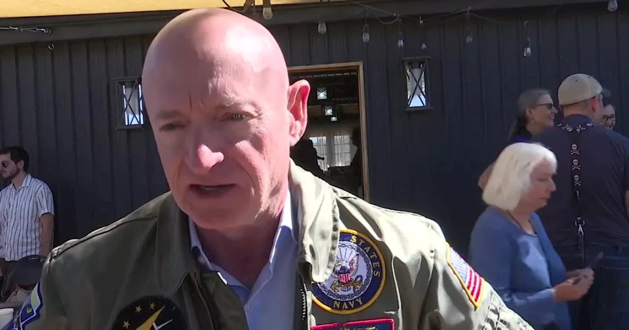 Sen. Mark Kelly speaks to veterans in Sierra Vista about the importance of voting in this year's election