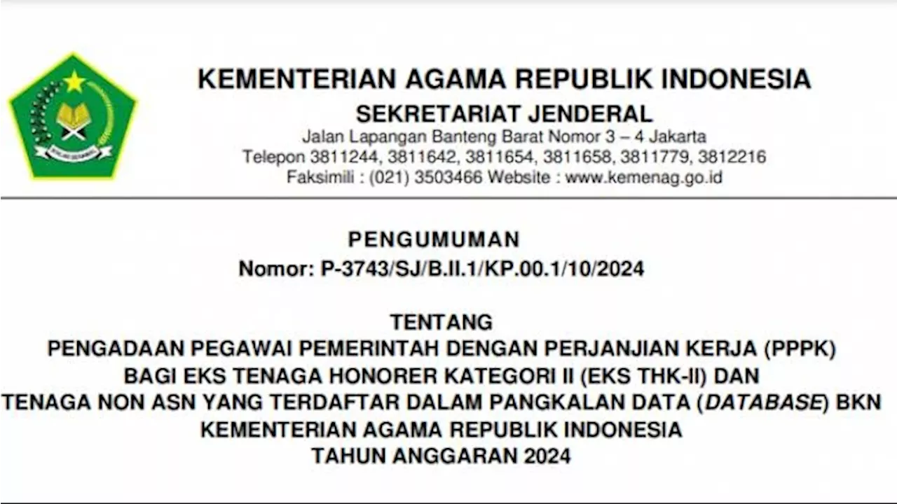 Formasi PPPK Kemenag 2024 untuk Siapa Saja? Ini Syarat, Cara Daftar dan Jadwal Pendaftarannya