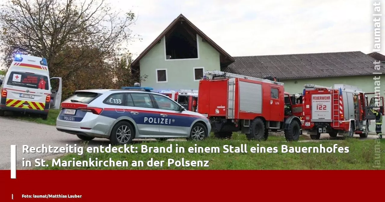 Rechtzeitig entdeckt: Brand in einem Stall eines Bauernhofes in St. Marienkirchen an der Polsenz