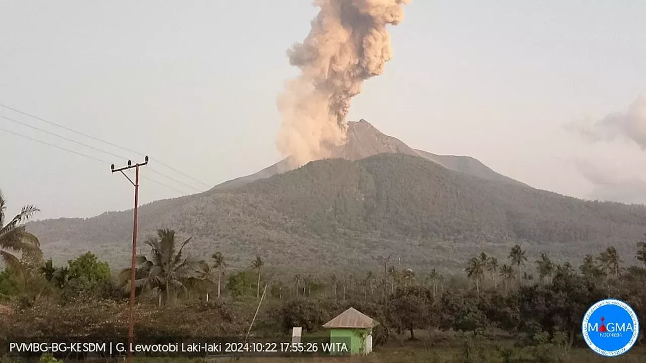 Gunung Lewotobi Laki-Laki Erupsi 1.000 Meter Ke Arah Barat, Waspada ...