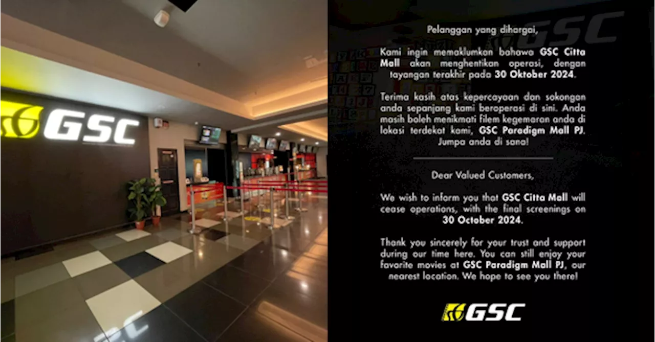 GSC Announces Closure Of CITTA Mall Outlet In PJ