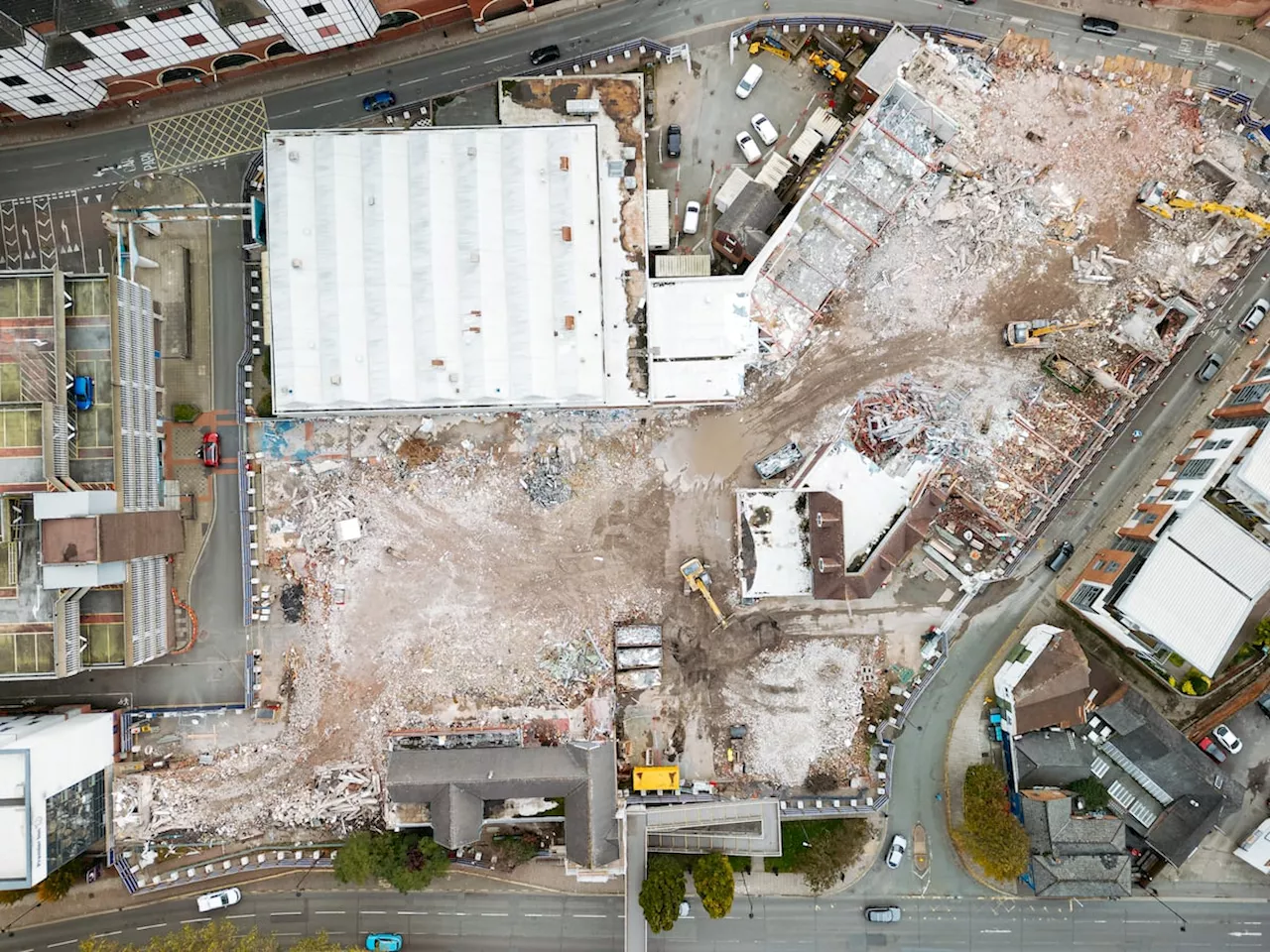 Watch: Latest drone footage reveals progress of Shrewsbury Riverside demolition two months on