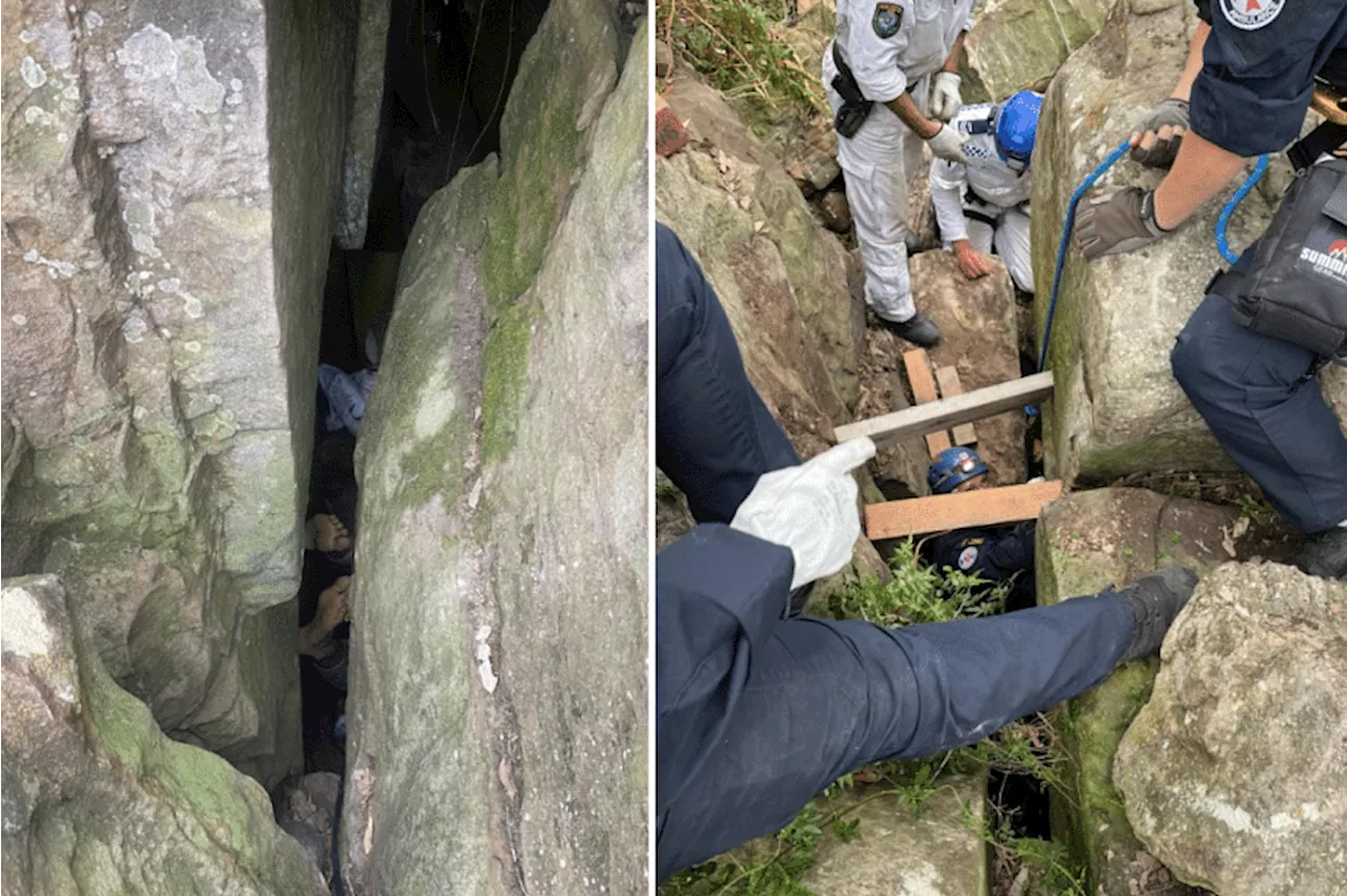 Aussie woman stuck upside down for 7 hours between boulders after trying to retrieve phone